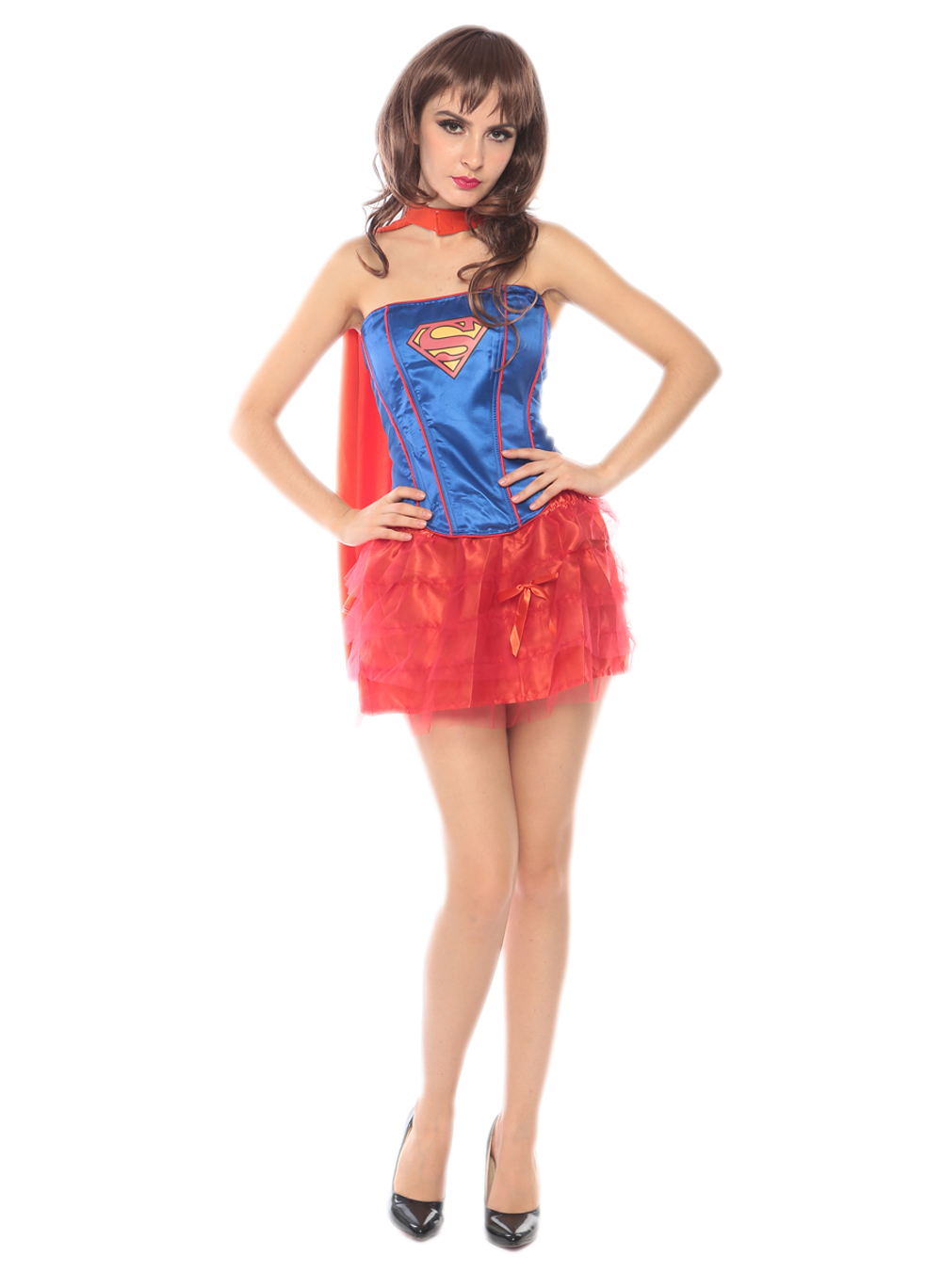 F1725 blue and red tutu superwomen costume,it comes with eyeshade,cape,dress